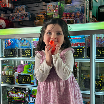 winning prizes at arcade