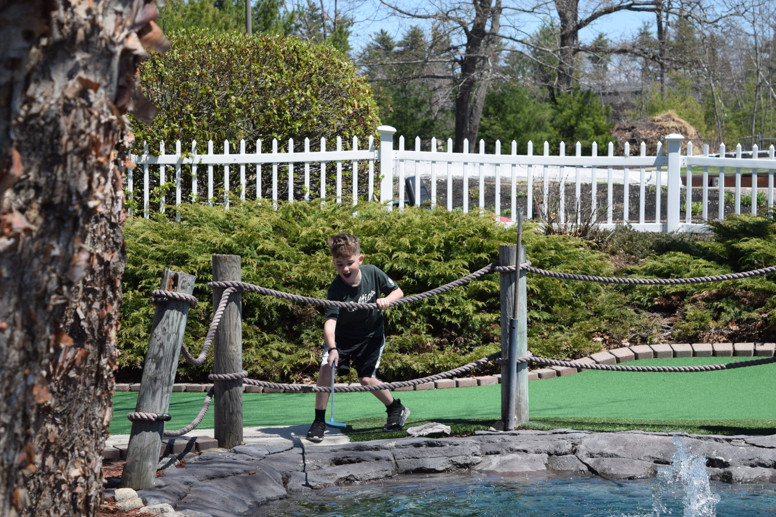 mini golf ball in pond